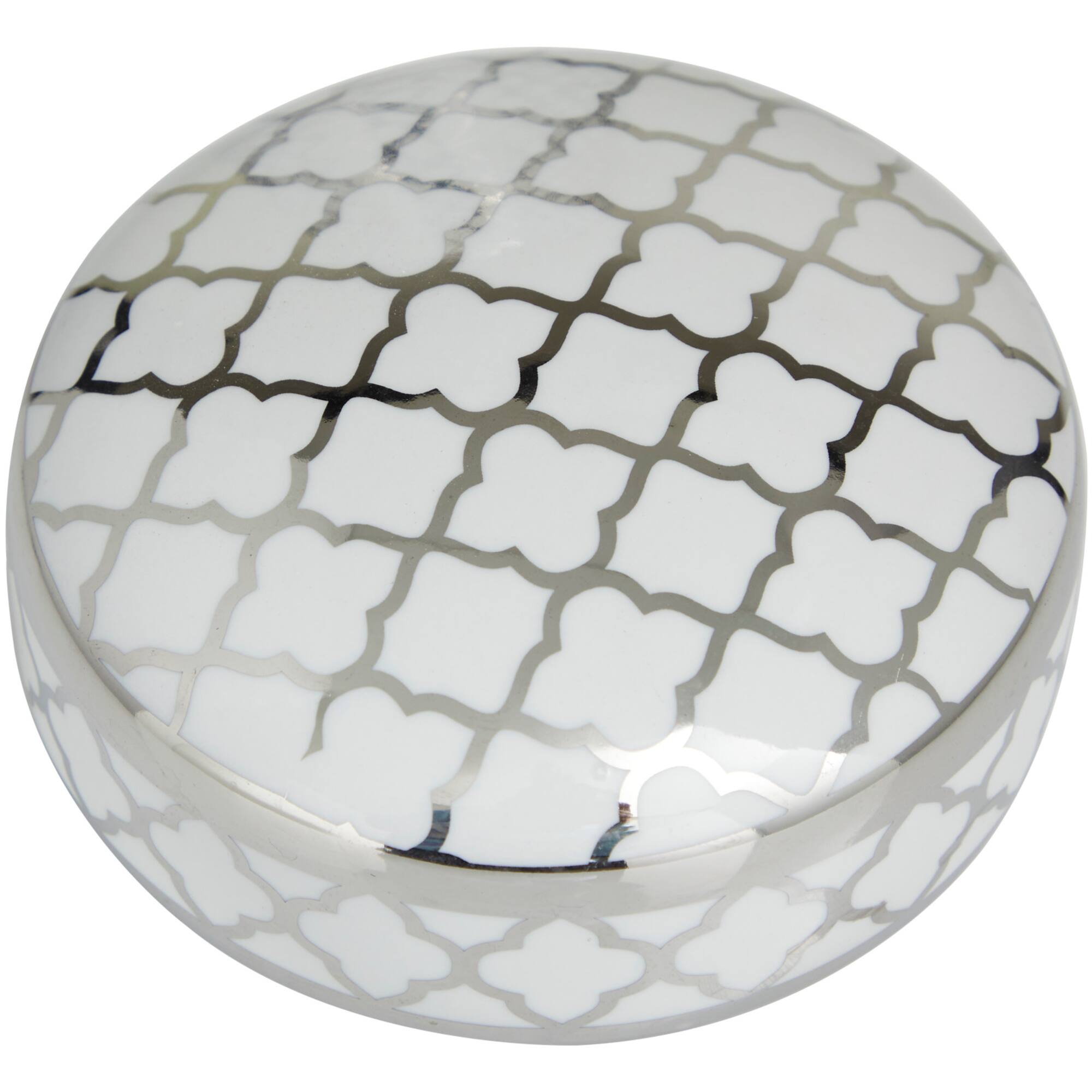 Silver & White Ceramic Geometric Decorative Jars Set
